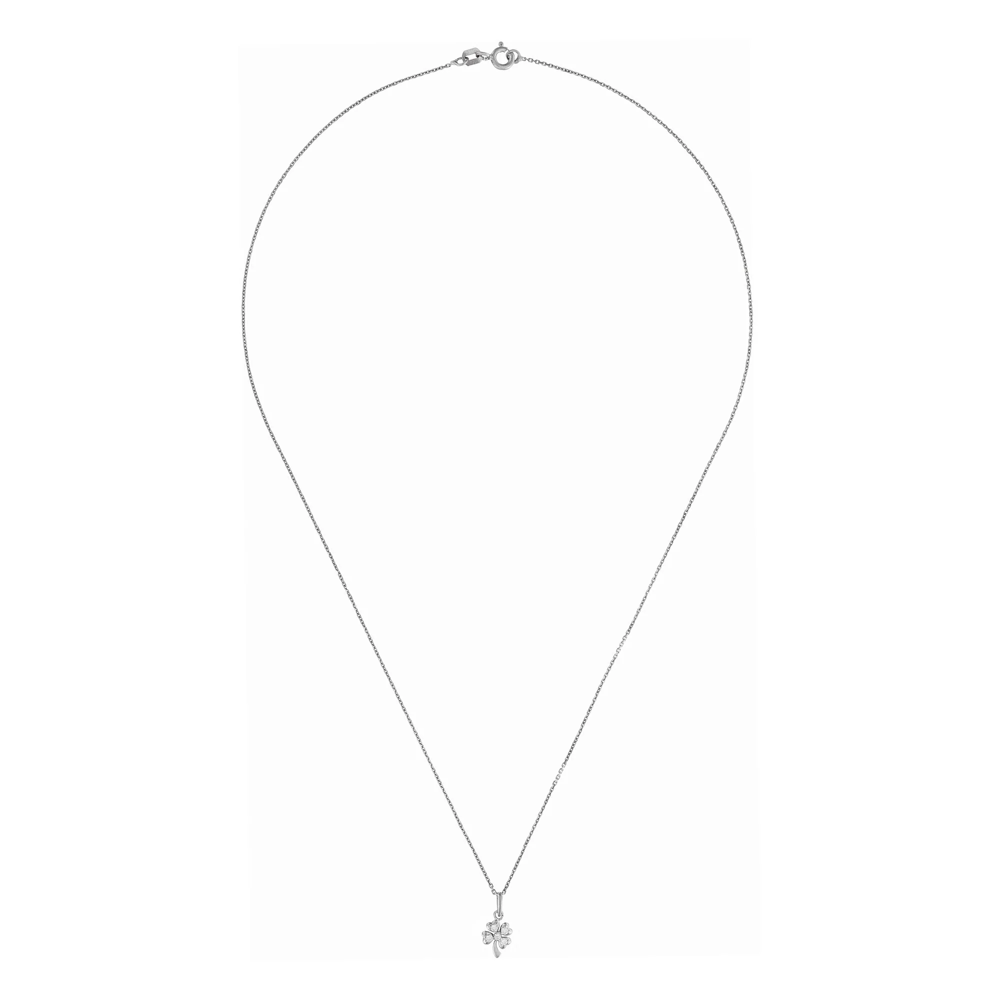Pendentif "Petit Trèfle" - Or Blanc 375/1000 Et Zirconium - Image 3