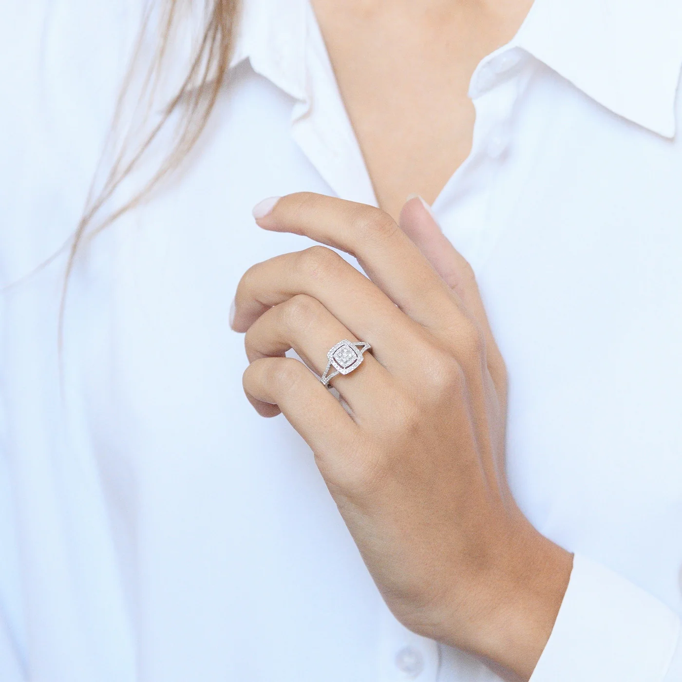 Bague "Rosie" Diamants 0,25/85 - Or Blanc 375/1000 - Image 2