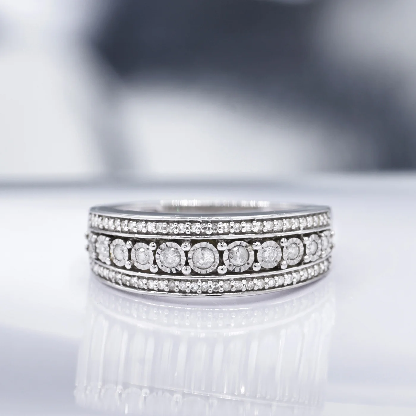 Bague "Rosaline" Diamants 0,25/69 - Or Blanc 375/1000 - Image 2