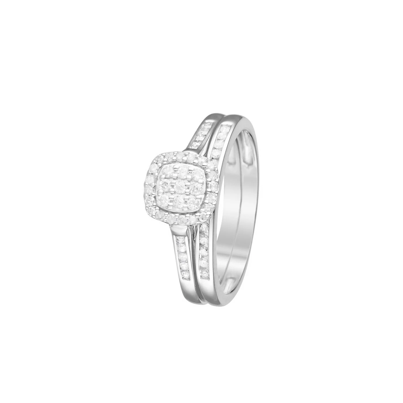 Bague Duo "Mon Vœu Le Plus Cher" Diamants 0,38/53 - Or Blanc 375/1000 - Image 2