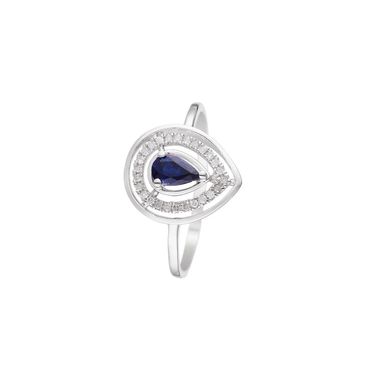 Bague "Océane" Diamants 0,09/29 & Saphir 0,30/1 - Or Blanc 375/1000 - Image 3