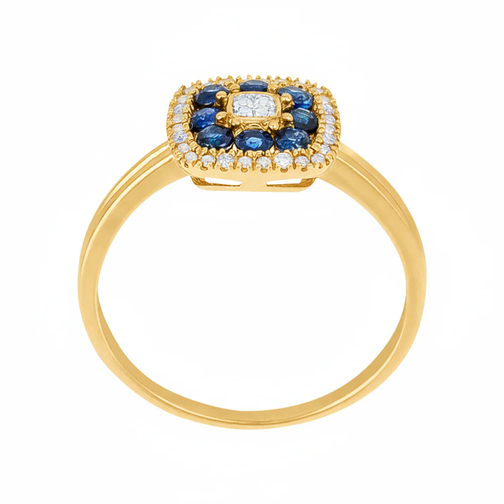 Bague "Volga" Diamants 0,03/8 & Saphir 0,58/8 - Or Jaune 375/1000 - Image 2