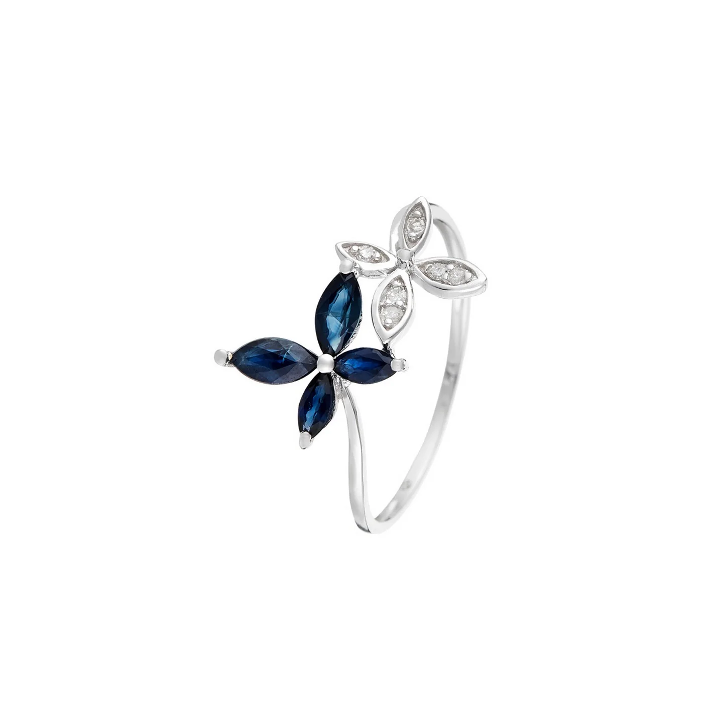 Bague "Héméra" Diamants 0,03/6 & Saphir 0,69/4 - Or Blanc 375/1000 - Image 2