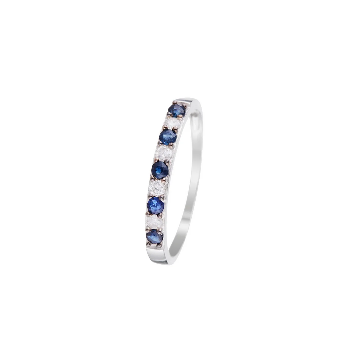 Bague "Séoul" Diamants 0,11/4 & Saphir 0,25/5 - Or Blanc 375/1000 - Image 3