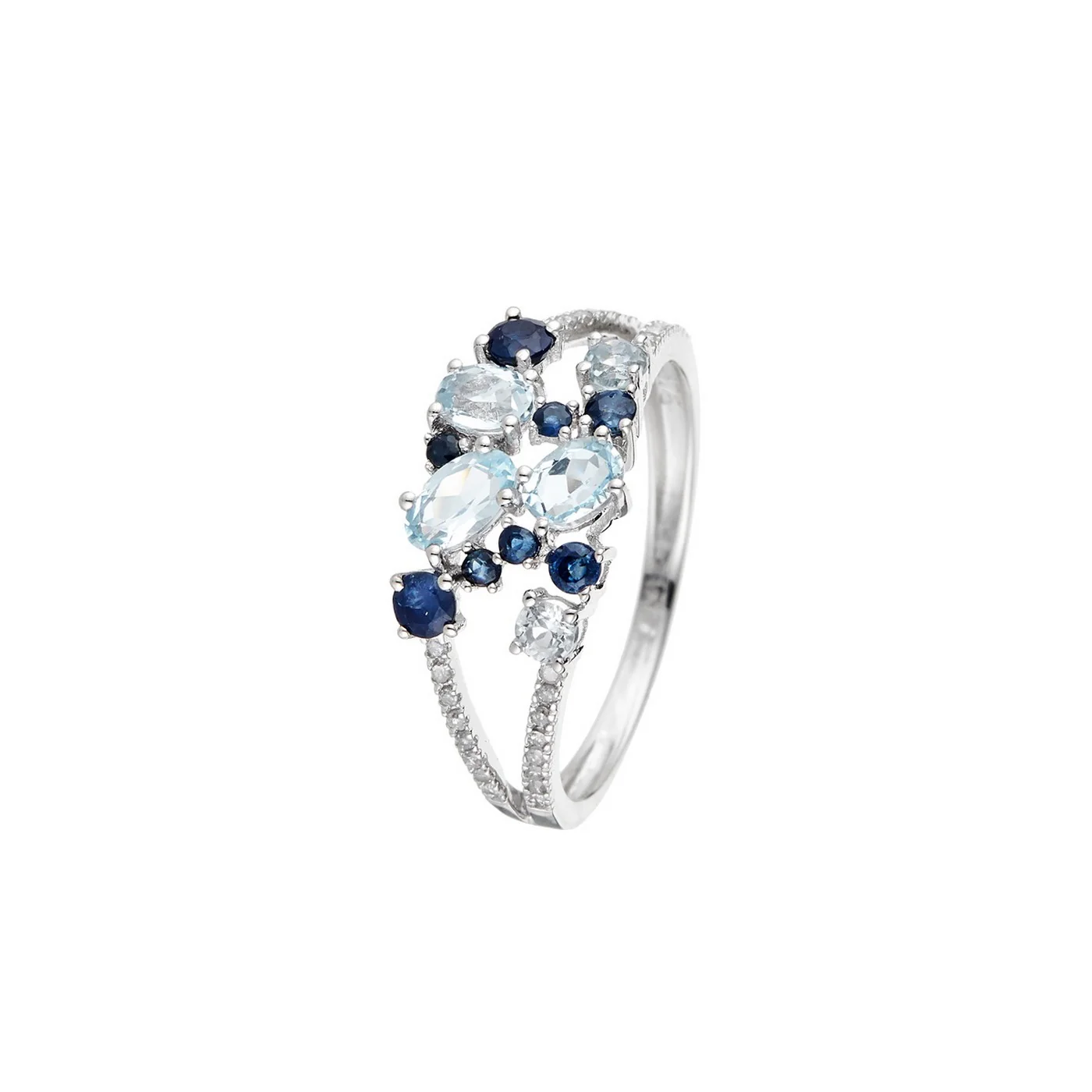 Bague "Saphir Elixir" D0,10/32 & Topaze Bleue 1,03/5 & Saphir 0,5/8 - Or Blanc 375/1000 - Image 5