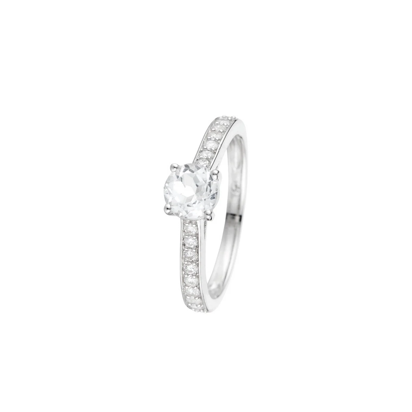 Bague "Héra" Diamants 0,31/18 & Topaze Blanche 0,90/1 - Or Blanc 375/1000 - Image 2