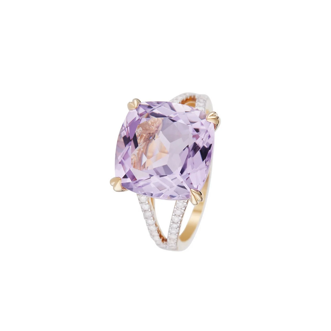 Bague "Pink Fiction" Diamants 0,25/40 & Améthyste Rose 7,92/1 - Or Jaune 375/1000 - Image 3