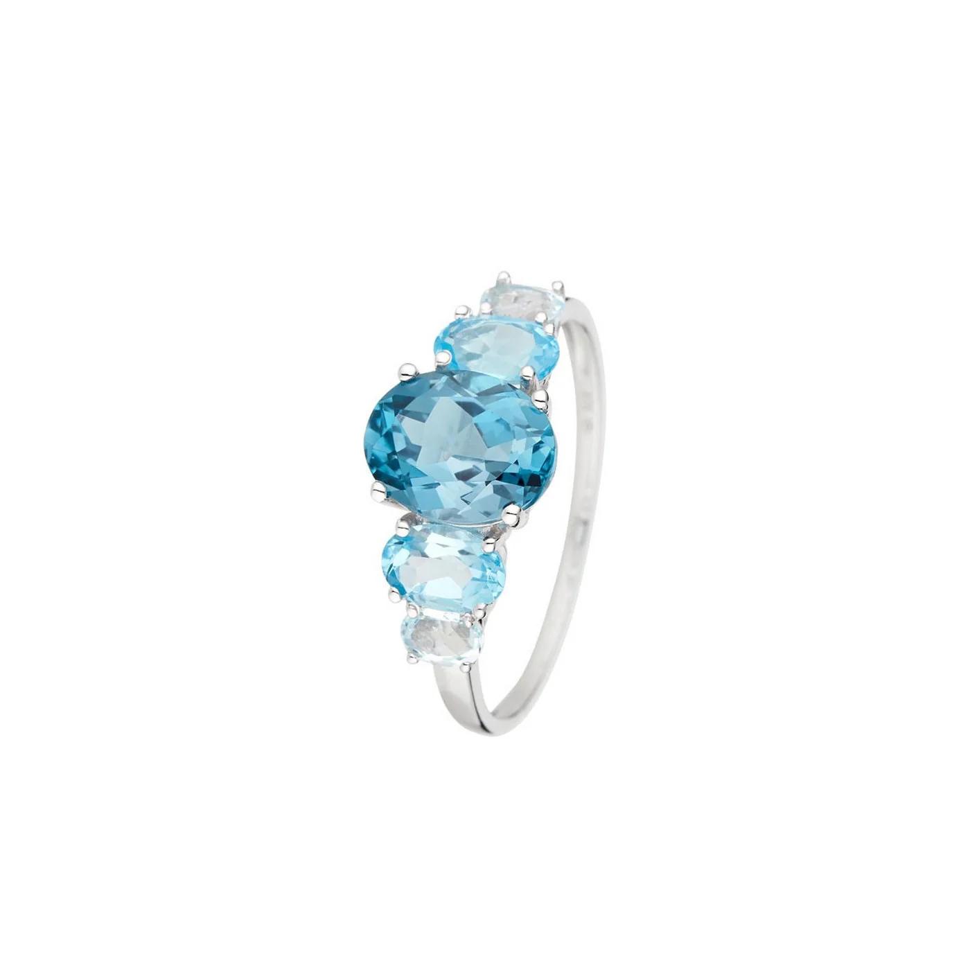 Bague "Blue Hill" Swiss Blue, London Blue Et Sky Blue Topaze - Or Blanc 375/1000 - Image 3