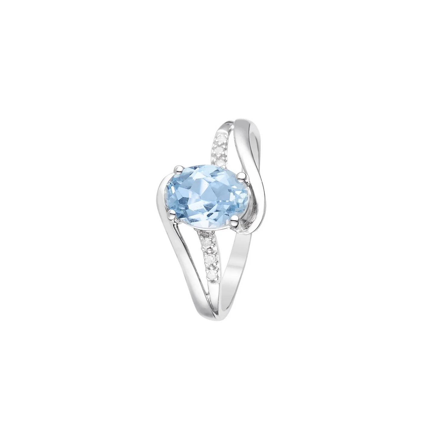 Bague "Auckland" Diamants 0,03/6 & Topaze 1,7/1 - Or Blanc 375/1000 - Image 4