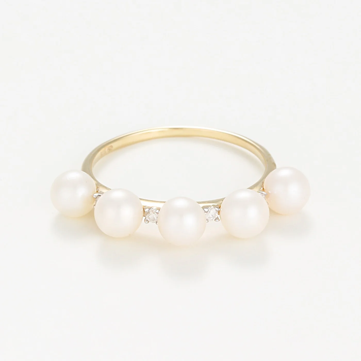 Bague Perle "Crown" 4Mm*5 Et Diamants 0,040 - Or Jaune 375/1000 - Image 3