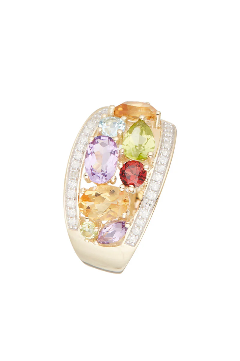Bague "Mae" D 0,18/32 Multipierres 2,6/8 - Or Jaune 375/1000 - Image 2