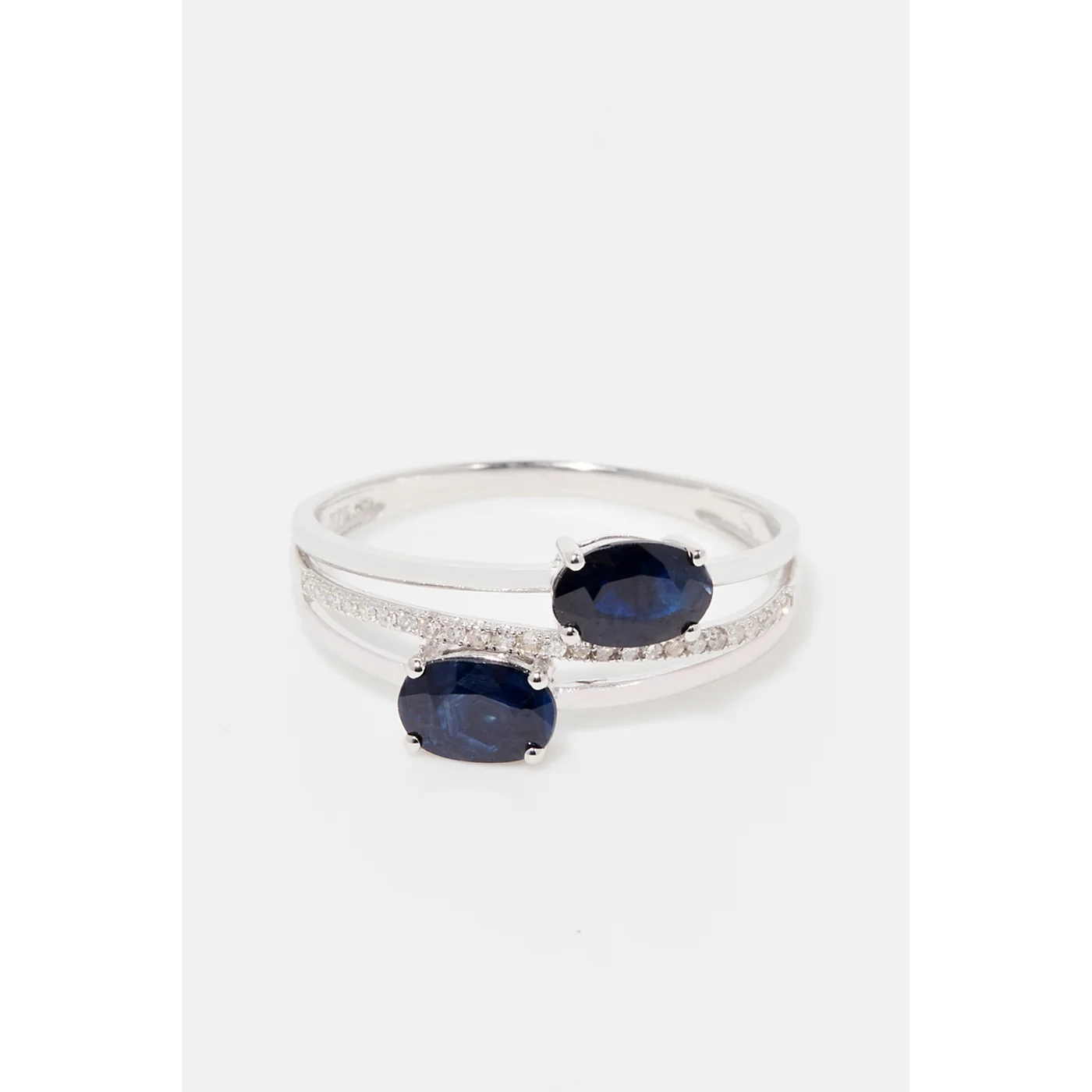 Bague "Duo De Saphirs" Diamants 0,09/25 Sa1,36/2 - Or Blanc 375/1000 - Image 2