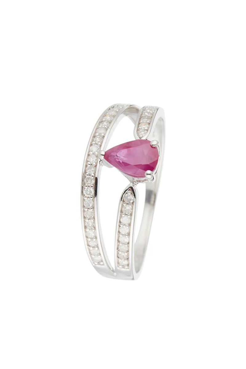 Bague "Eugenie" Dia 0,2/37 Ru 0,6/1 - Or Blanc 375/1000 - Image 2