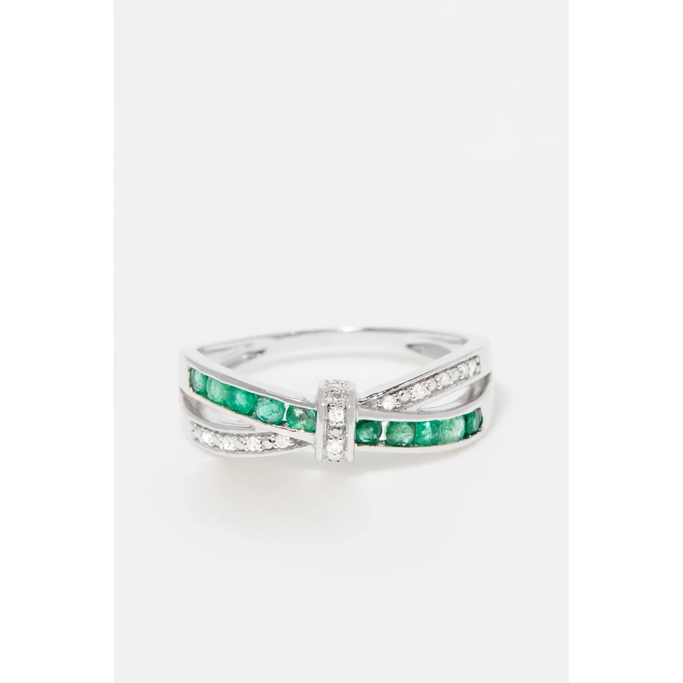 Bague "Starky" D 0,045/10 Emeraude 0,045/10 - Or Blanc 375/1000 - Image 2