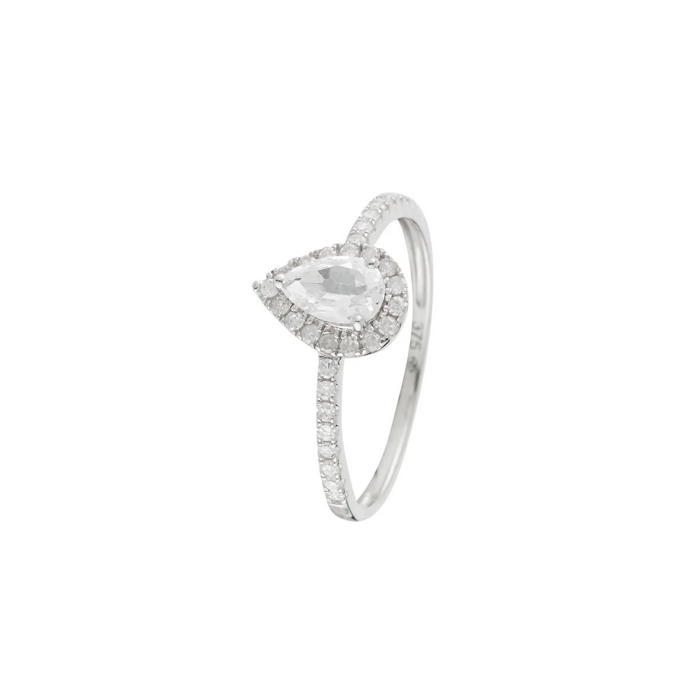 Bague "Pescara" D 0,202/32 White Topaze 0,825/1 - Or Blanc 375/1000 - Image 2
