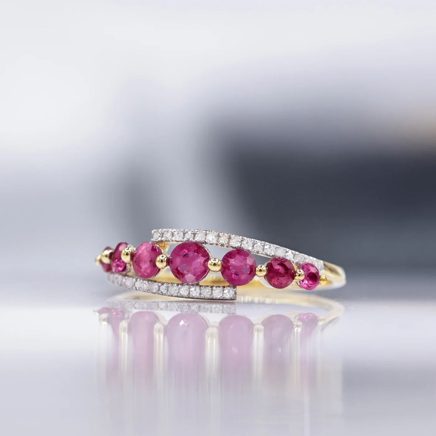 Bague "Bran" D 0,08/24 Rubis 1,05/7 - Or Jaune 375/1000 - Image 4