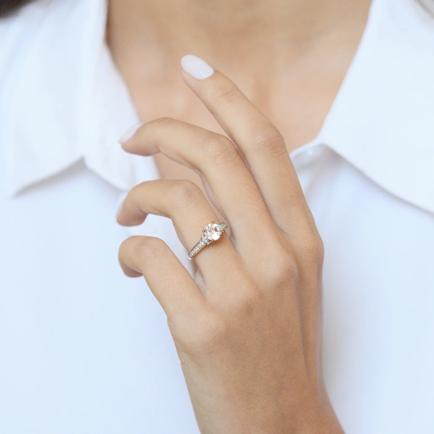 Bague "Chera" D 0,291/40 White Topaze 1,573/1 - Or Rose 375/1000 - Image 3