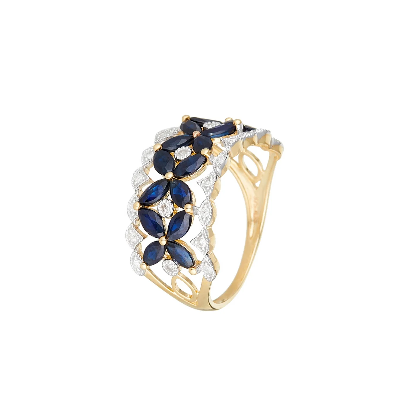 Bague "Setar" D 0,127/23 Saphir 0,127/16 - Or Jaune 375/1000 - Image 2