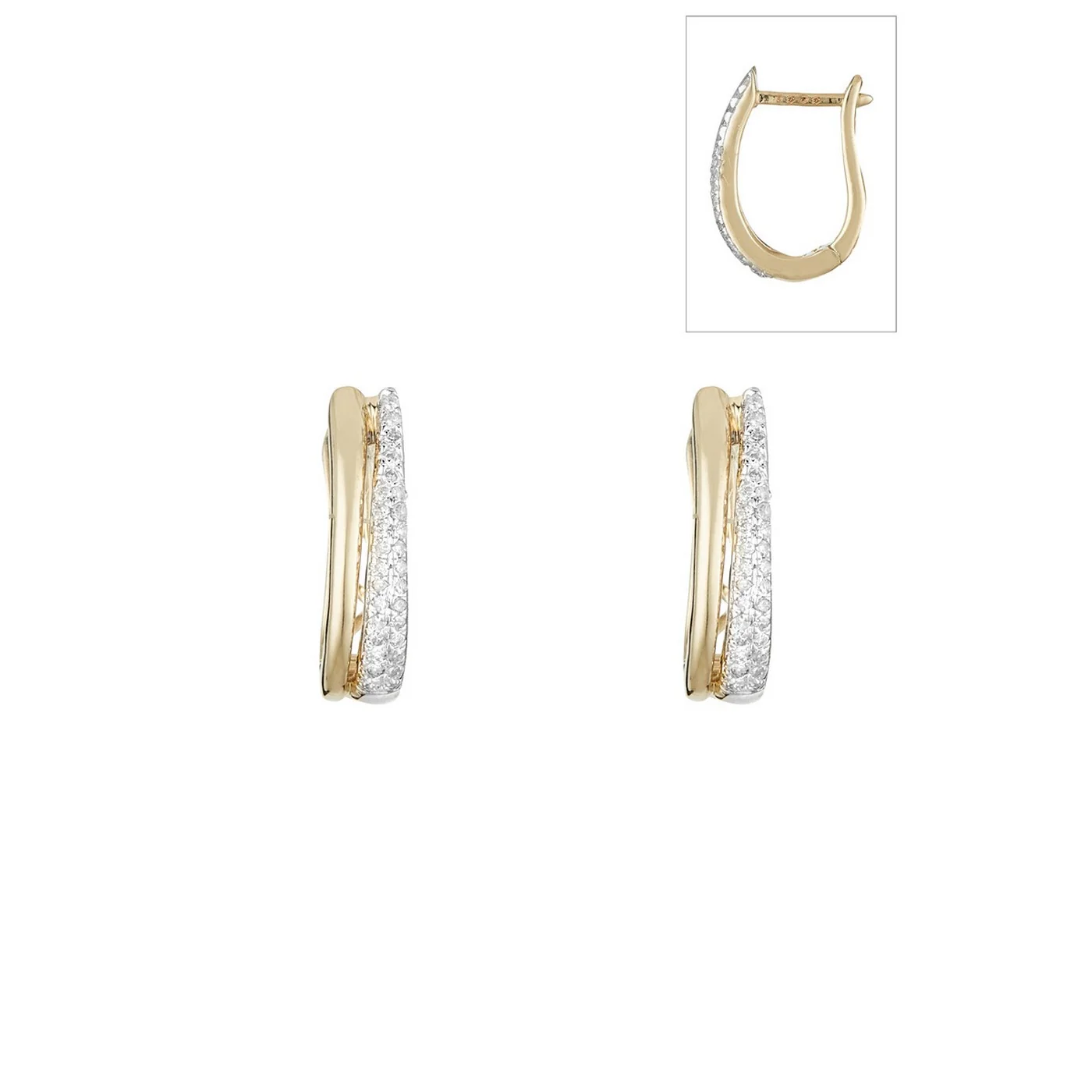 Boucles D'Oreilles "Créole Maya" Diamants 0,15/58 - Or Jaune 375/1000 - Image 2