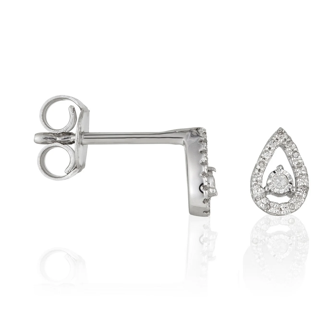 Boucles D'Oreilles "Naïa" Diamants 0,08/34 - Or Blanc 375/1000 - Image 2