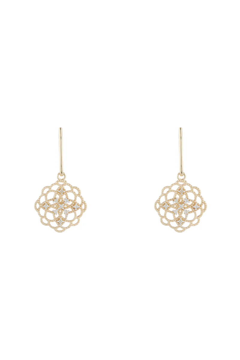 Boucles D'Oreiles "Dentelles" Dia0,10/18 - Or Jaune 375/1000 - Image 2
