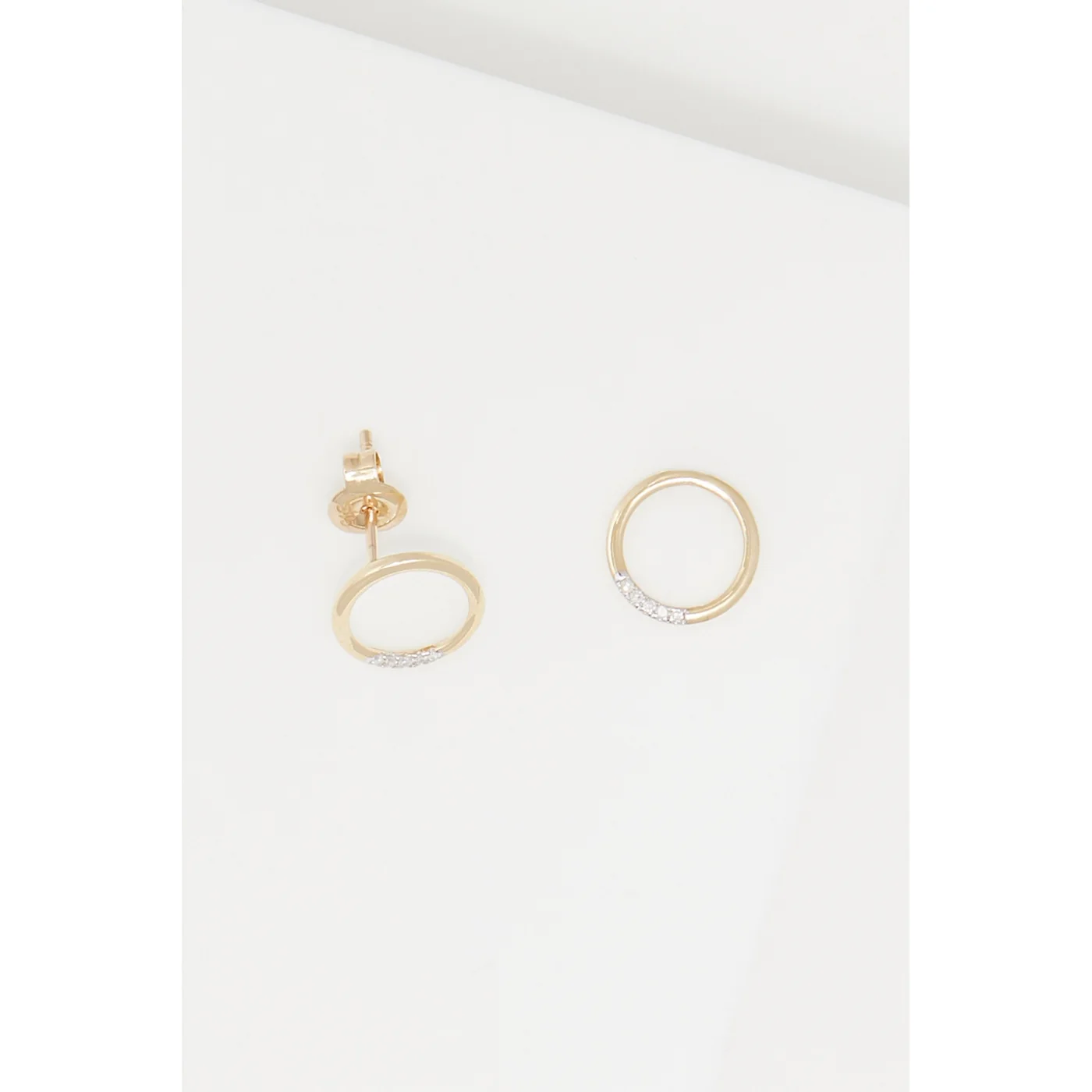 Boucles D'Oreilles "Cercle" Diamants 0,04/10 - Or Jaune 375/1000 - Image 2