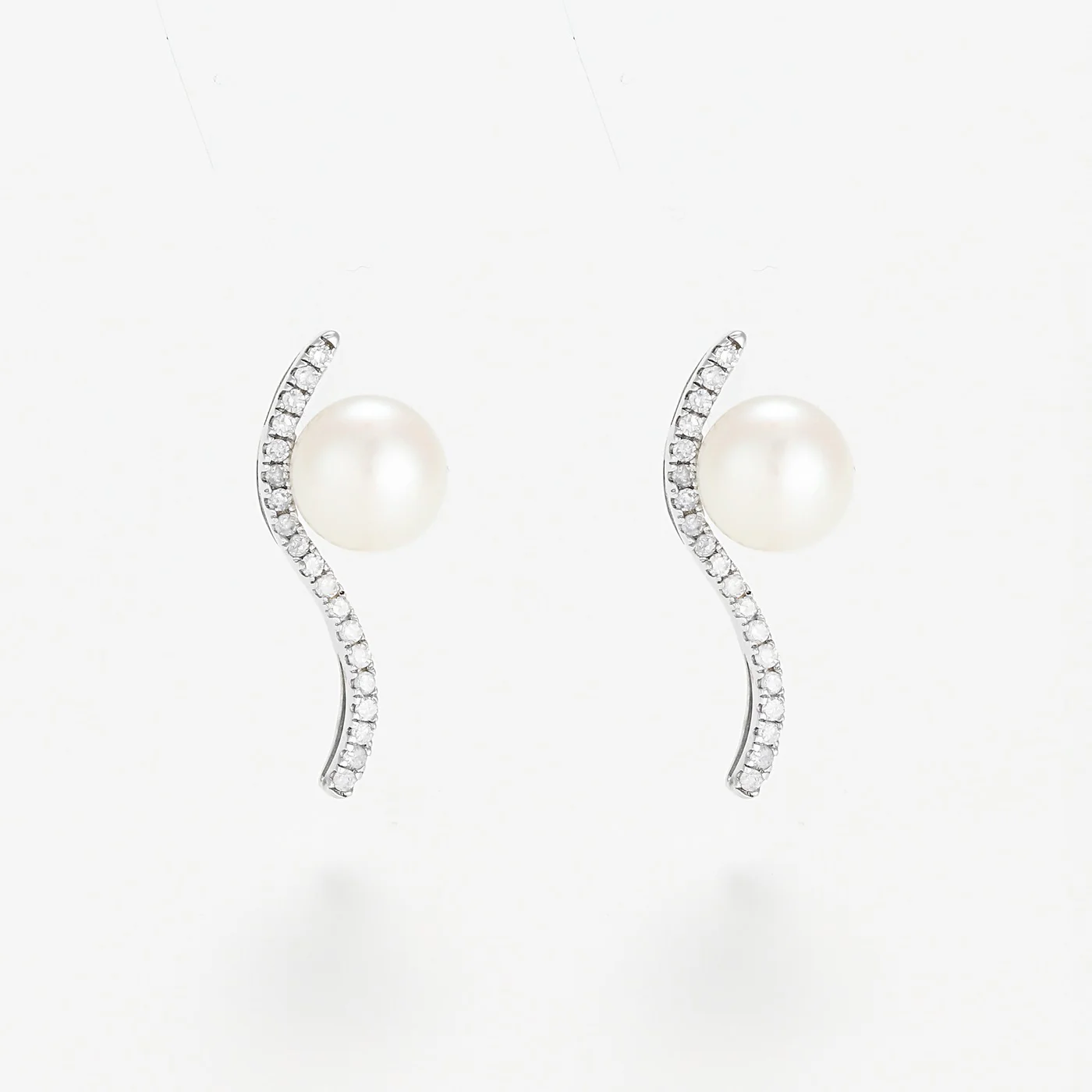 Boucles D'Oreilles "Vague Sublime" P6Mm*2 D 0,17/38 - Or Blanc 375/1000 - Image 2