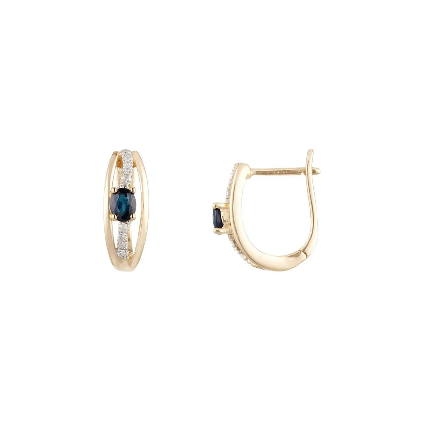Boucles D'Oreilles "Lovina" D 0,072/16 Saphir 0,5/2 - Or Jaune 375/1000 - Image 2