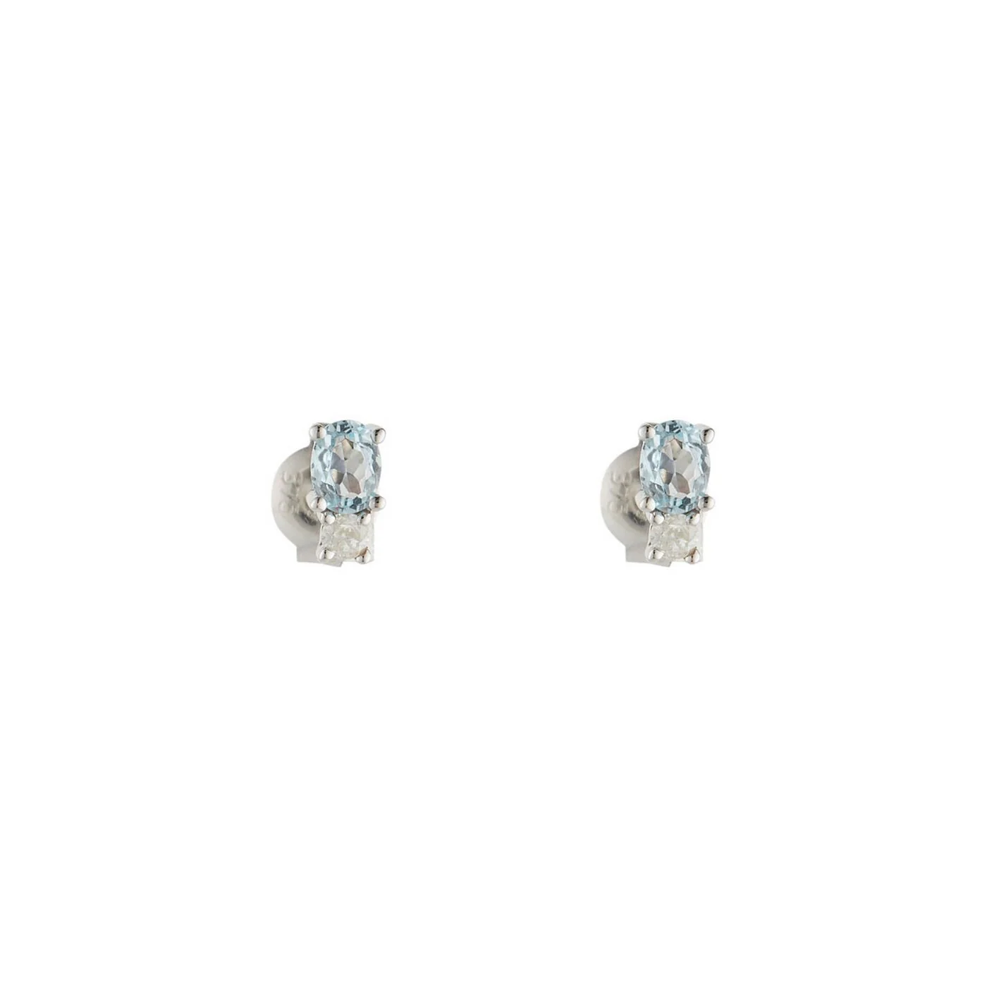 Boucles D'Oreilles "Azur" Diamants 0,08/2 Blue Topaze 0,48/2 - Or Blanc 375/1000 - Image 2