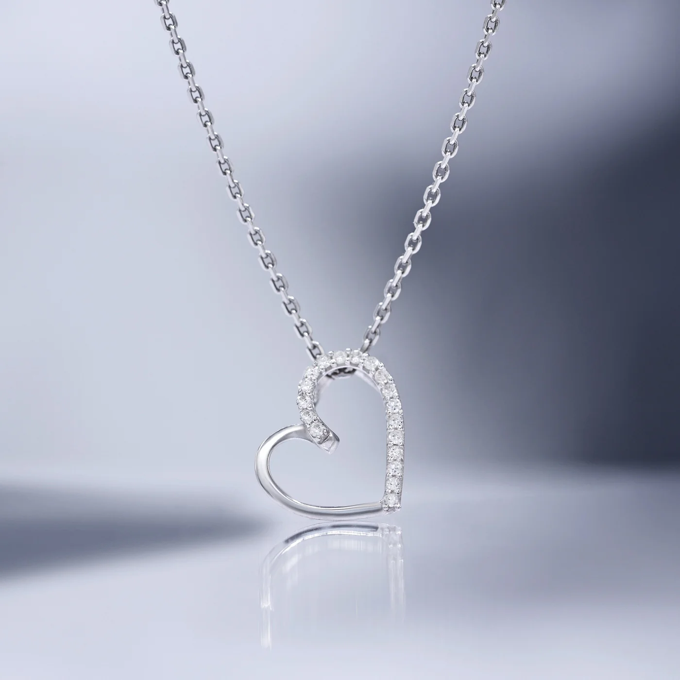 Pendentif "Coeur Précieux" Diamants : 0,05/18 - Or Blanc 375/1000 - Image 2
