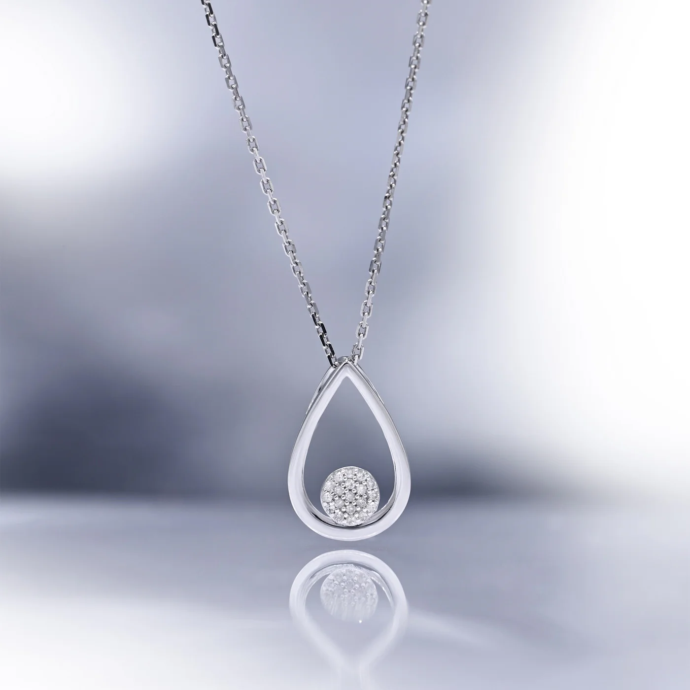 Pendentif "Poire Deluxe" D0,05/19 - Or Blanc 375/1000 - Image 2