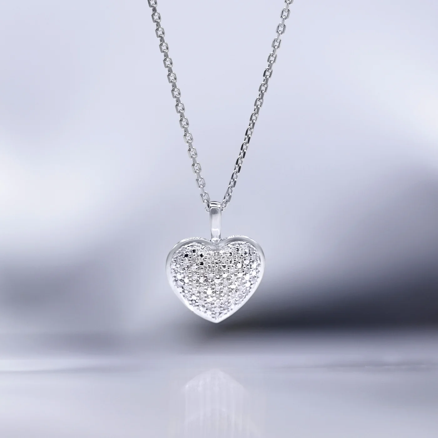 Pendentif Coeur Diamants 0,04/27 - Or Blanc 375/1000 - Image 2
