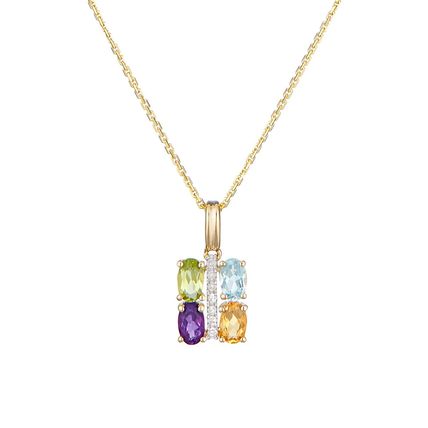 Pendentif "Cayuga" D0,04/7 Citrine 0,22/1 Améthyste 0,26/1 Topaze 0,35/1 & Périd - Or Jaune 375/1000 - Image 2