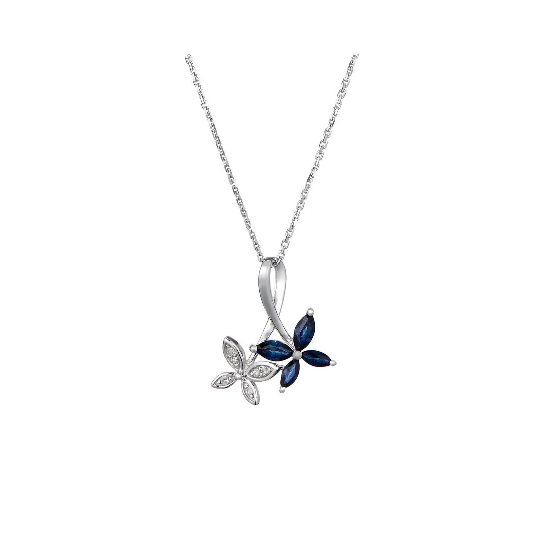 Pendentif "Héméra" Diamants 0,03/6 & Saphir 0,69/4 - Or Blanc 375/1000 - Image 2