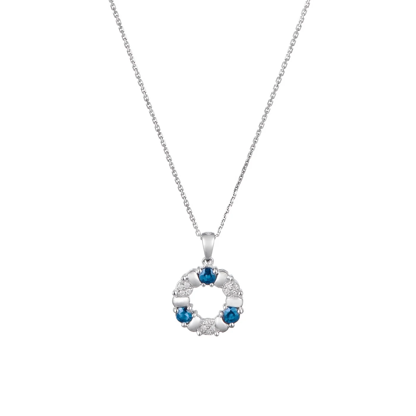 Pendentif "Port Royal" Diamants 0,05/12 & Saphirs 0,54/3 - Or Blanc 375/1000 - Image 2