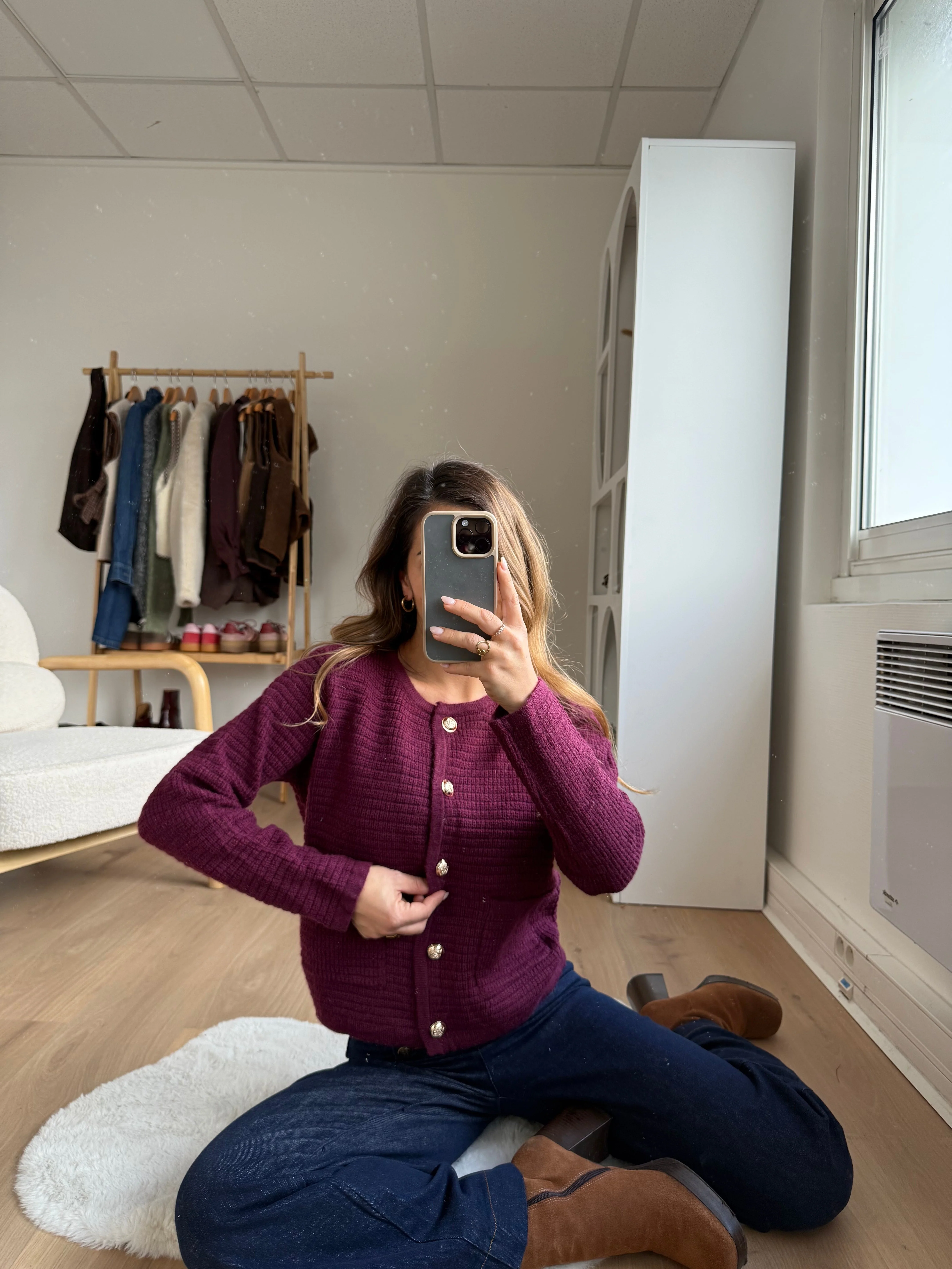 Cardigan À Grosses Mailles Giulia Bordeaux - Image 4