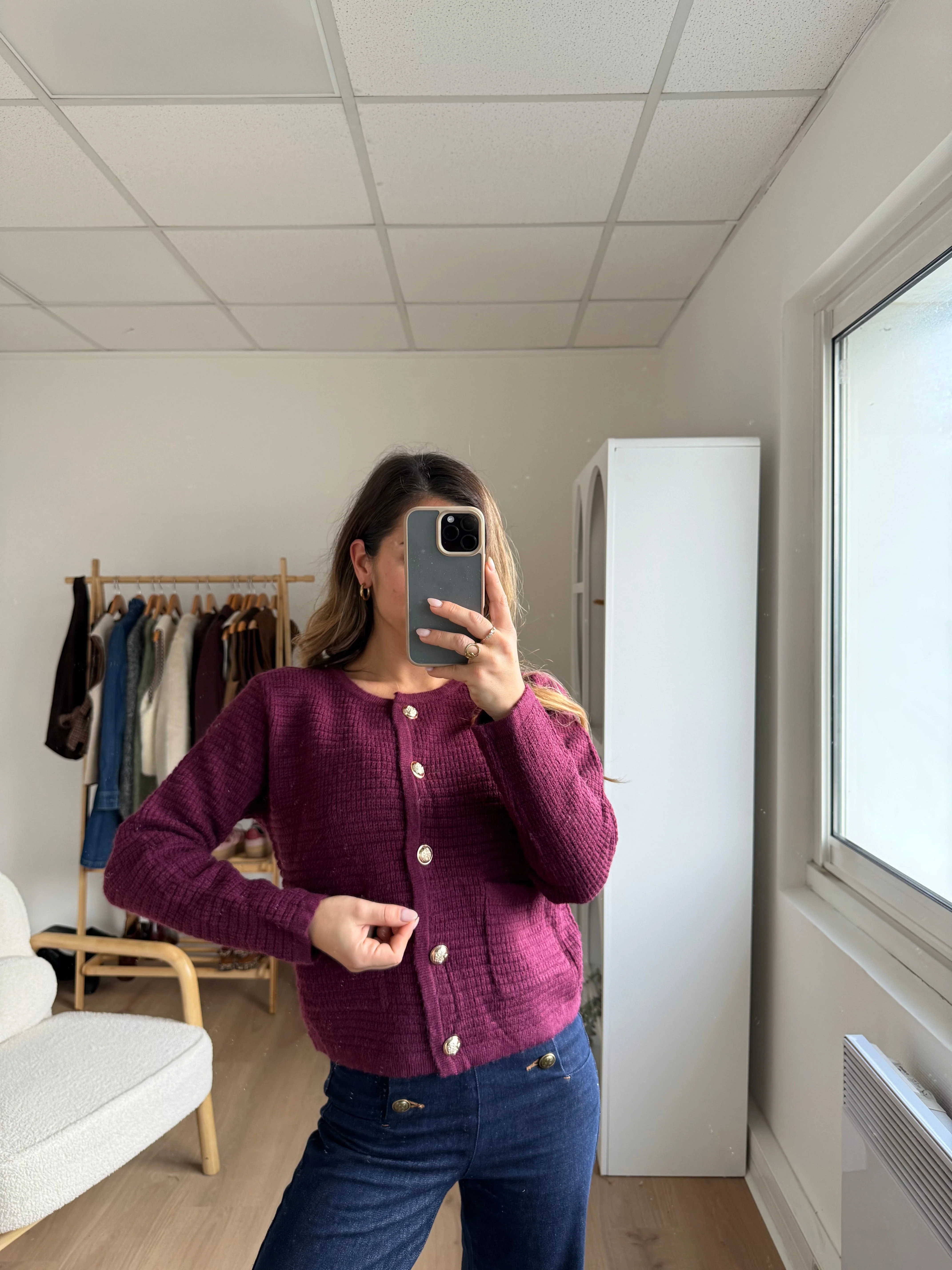 Cardigan À Grosses Mailles Giulia Bordeaux - Image 6