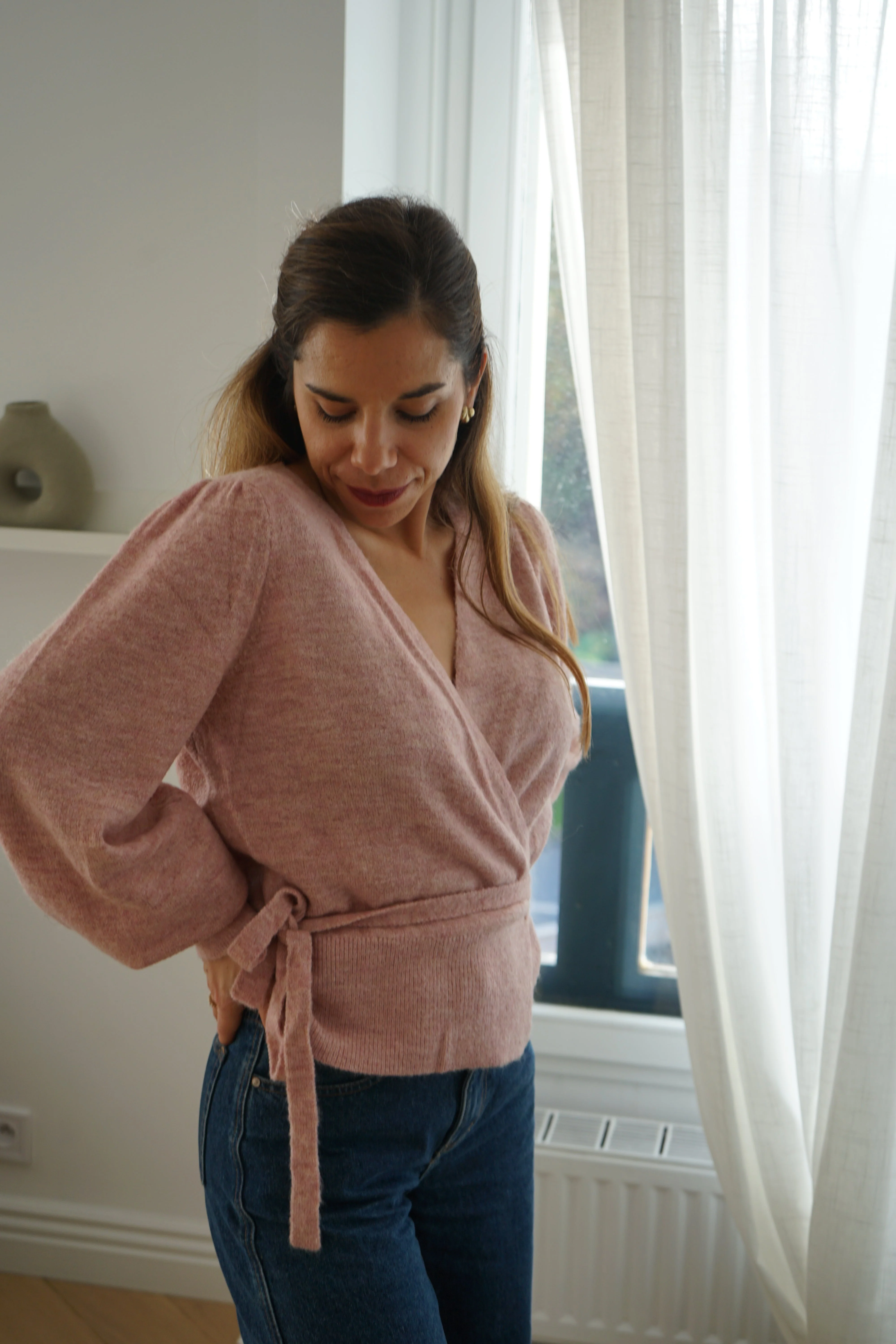 Cardigan À Noeud En Laine Et Mohair Pia Rose - Image 3