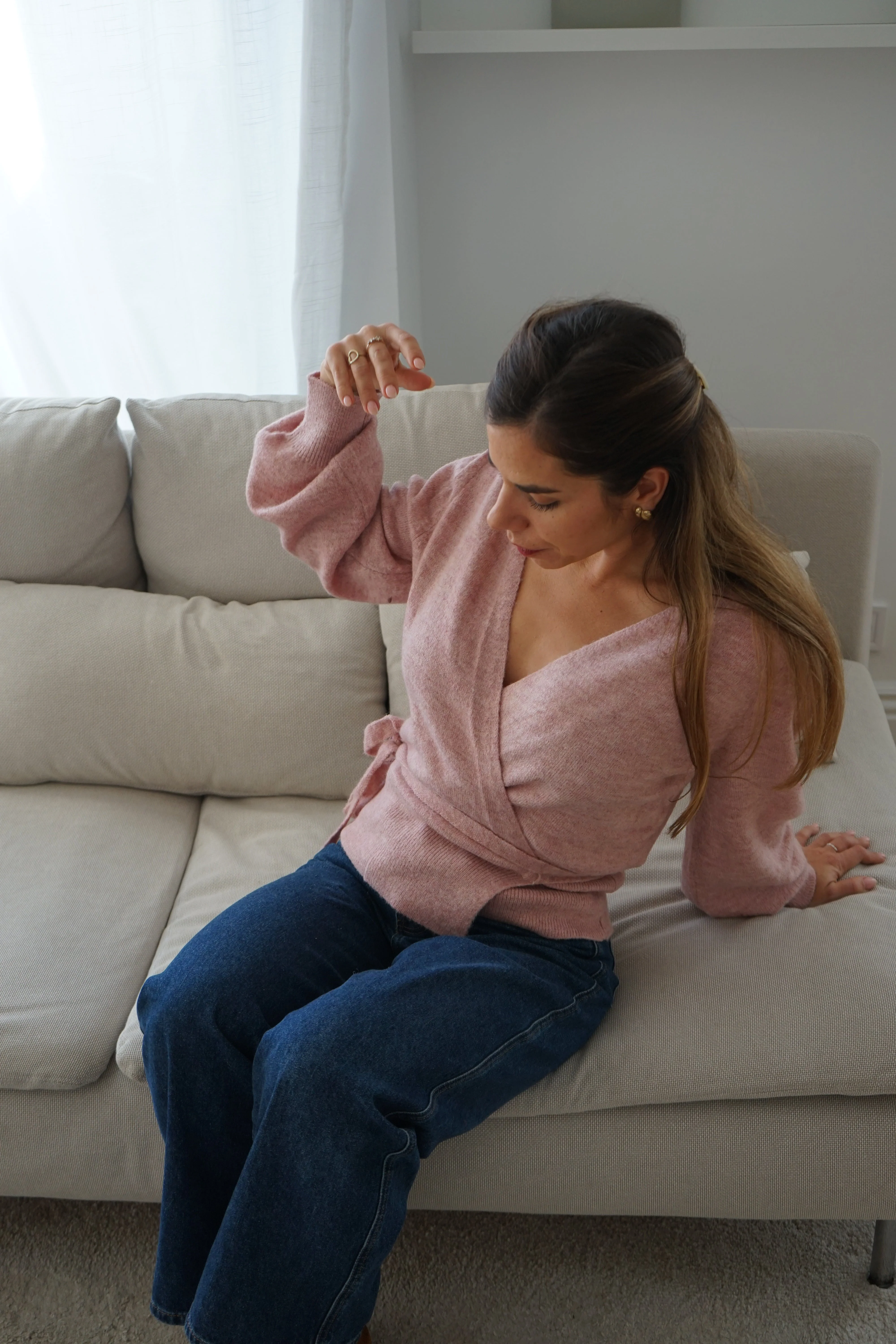 Cardigan À Noeud En Laine Et Mohair Pia Rose - Image 5