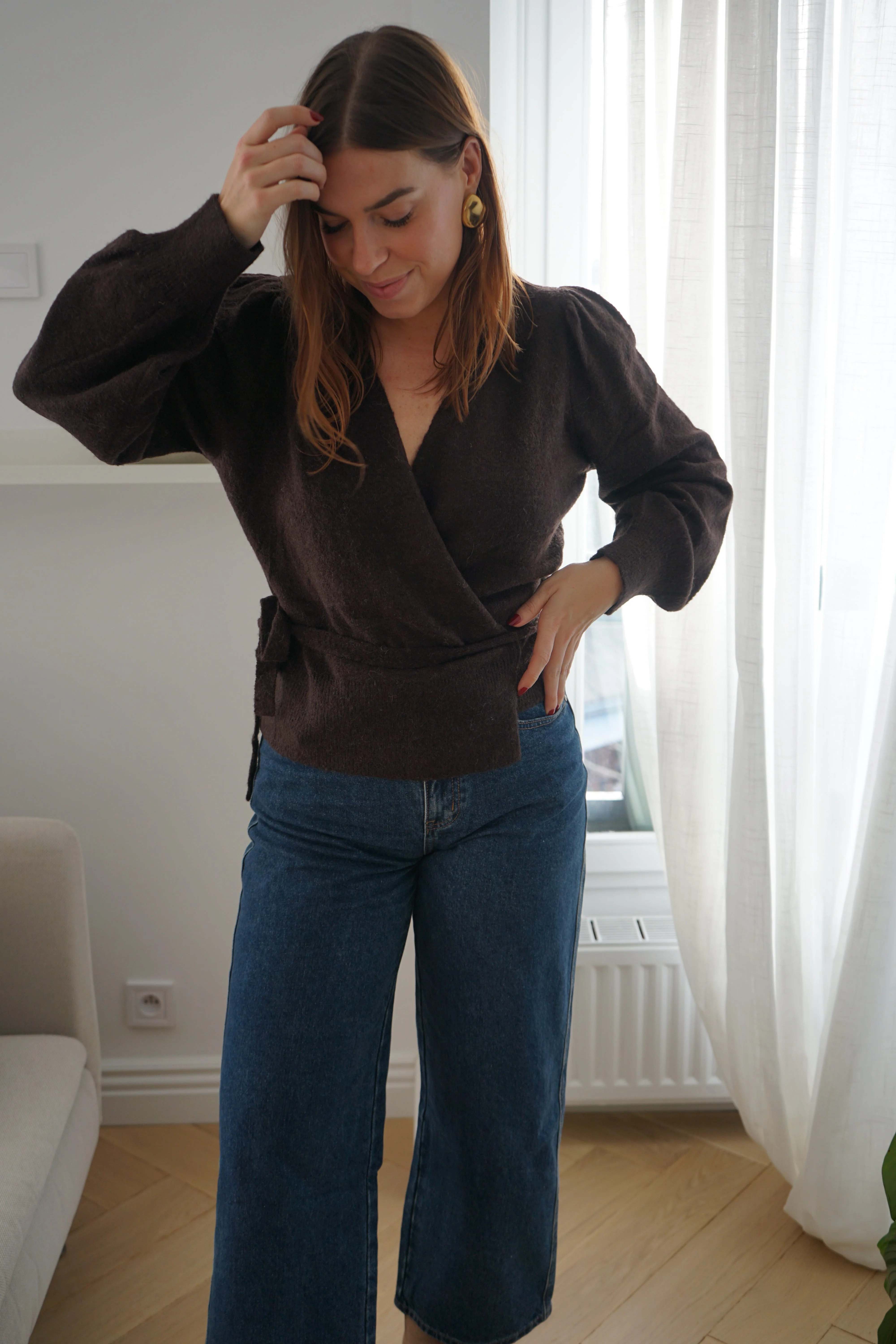 Cardigan À Noeud En Laine Et Mohair Pia Chocolat - Image 2