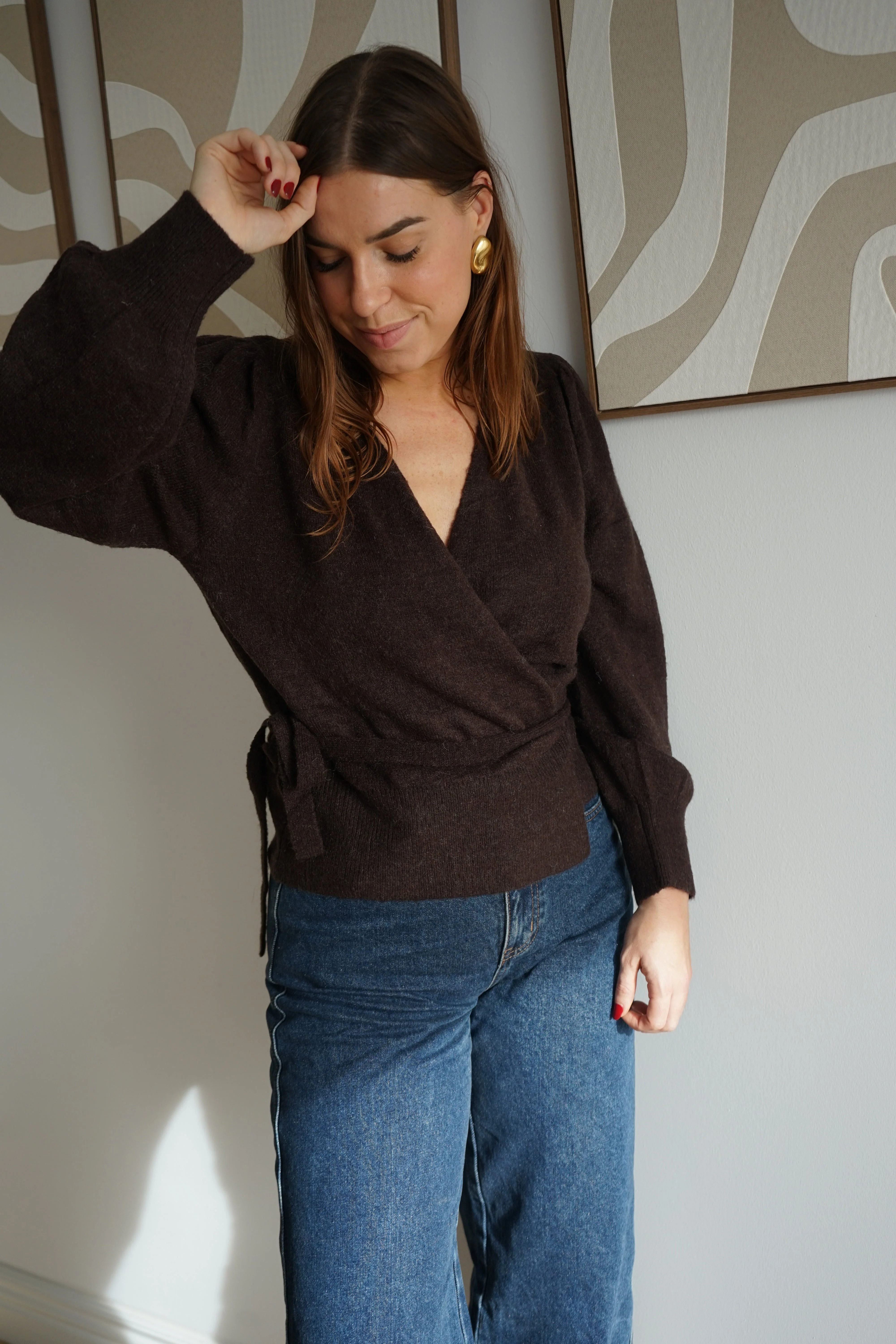 Cardigan À Noeud En Laine Et Mohair Pia Chocolat - Image 4