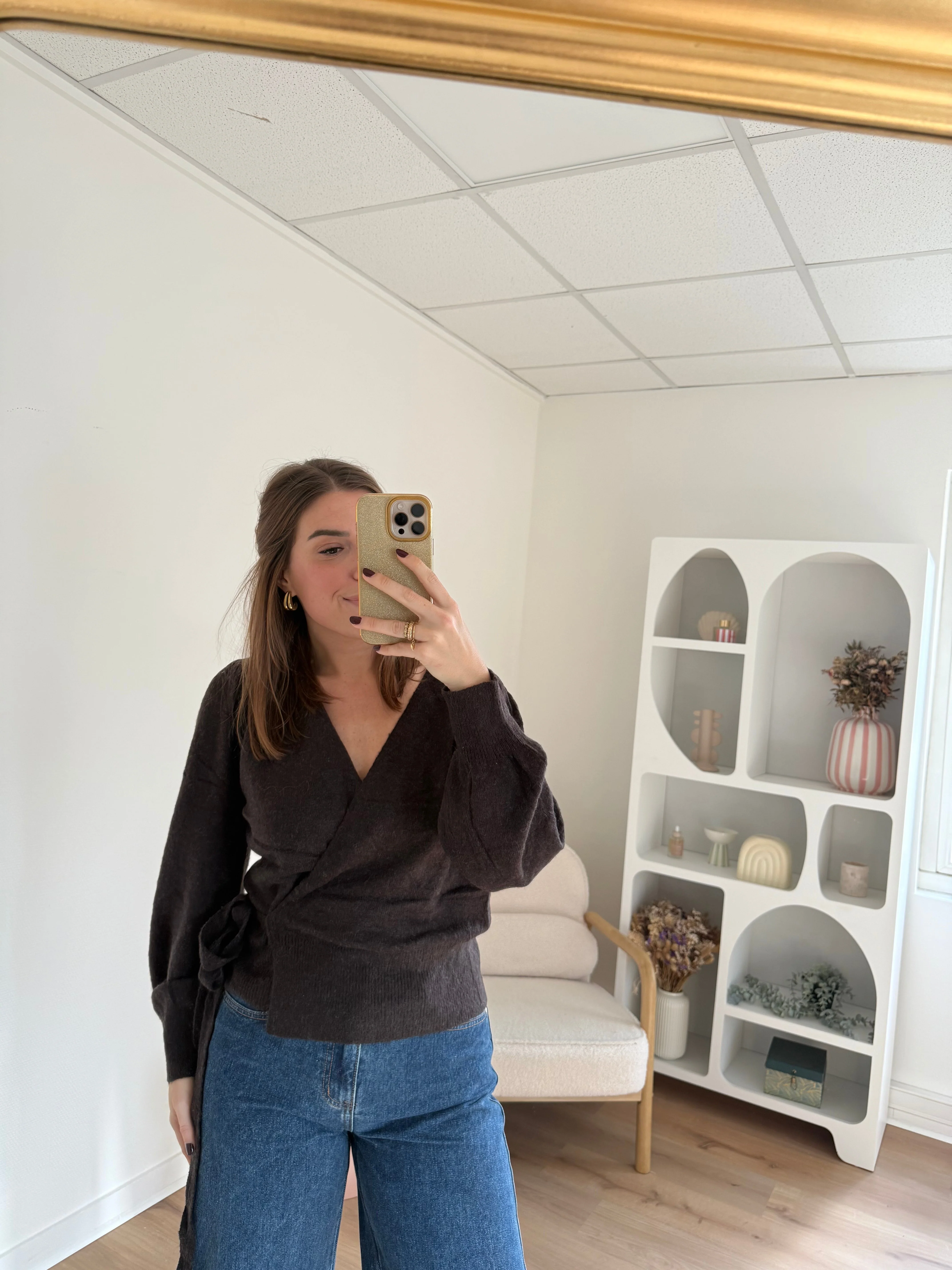 Cardigan À Noeud En Laine Et Mohair Pia Chocolat - Image 8