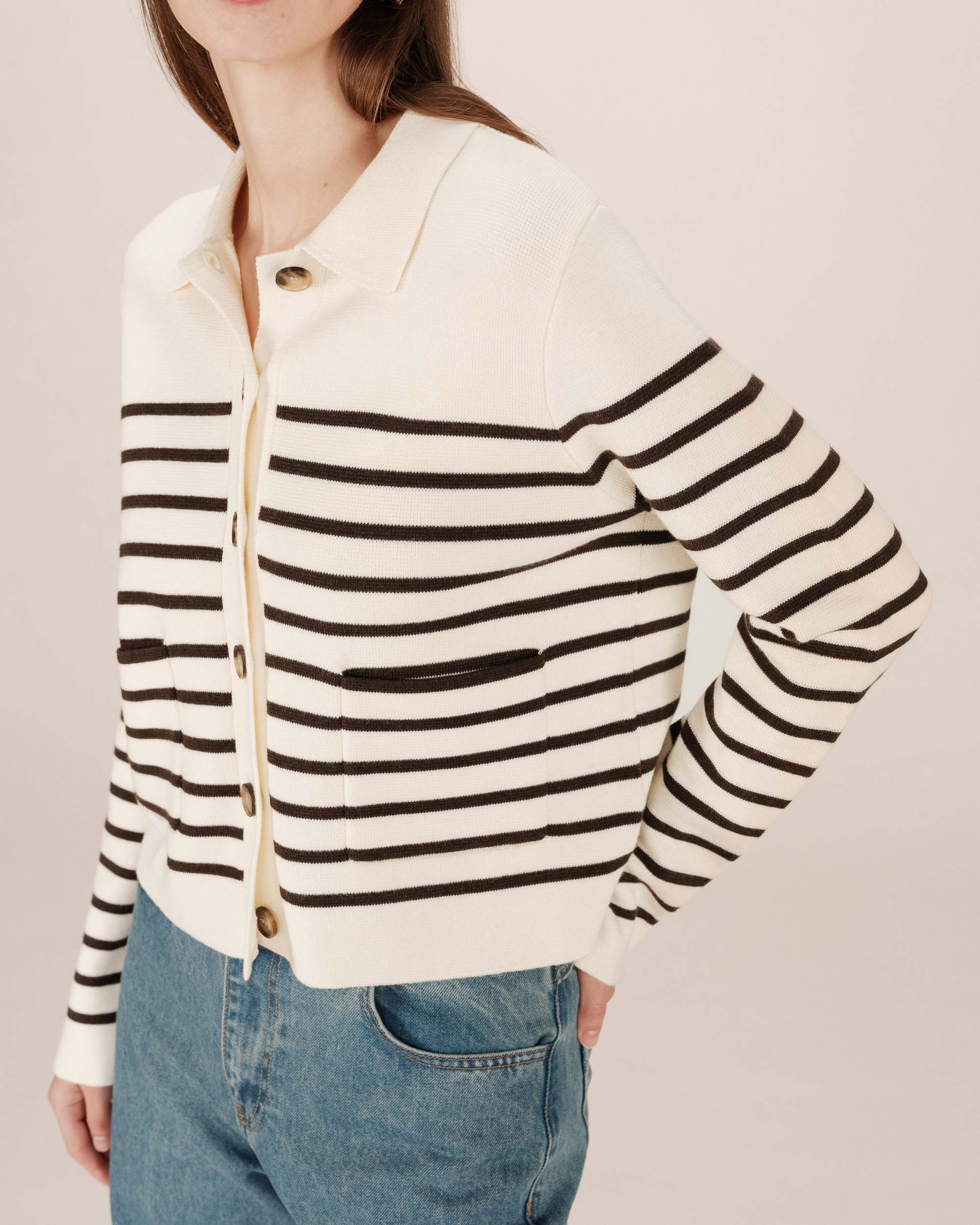 Cardigan Boutonne Ecru Sailor - Image 2