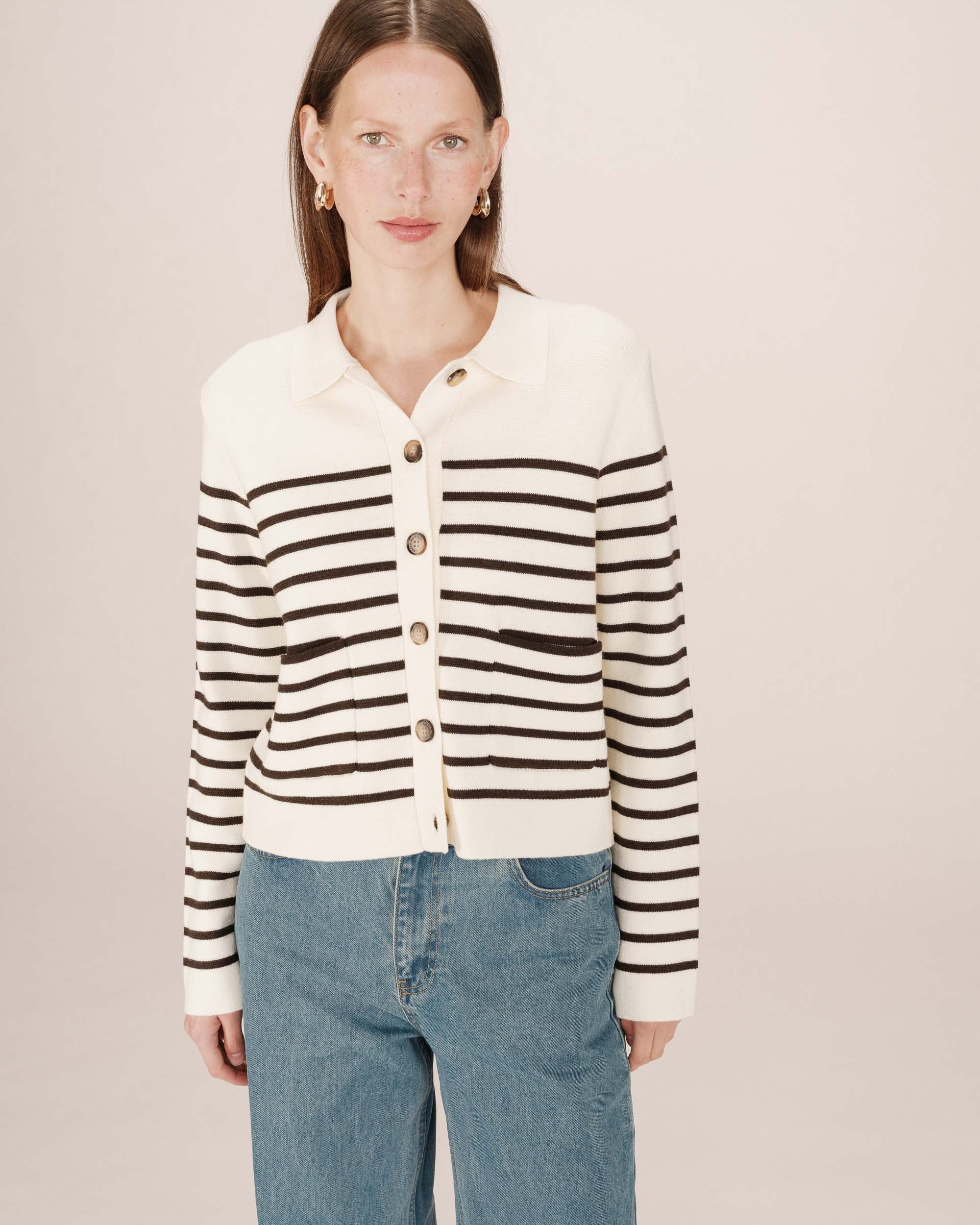 Cardigan Boutonne Ecru Sailor - Image 4