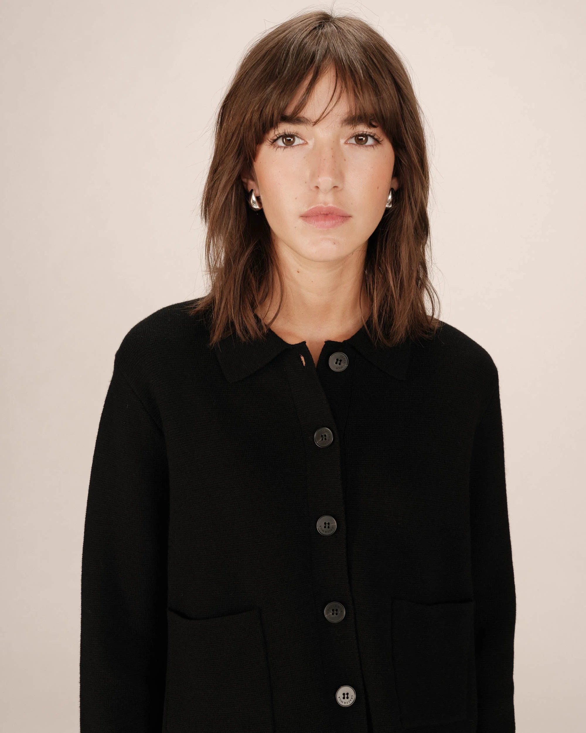 Cardigan Boutonne Noir Sailor - Image 2