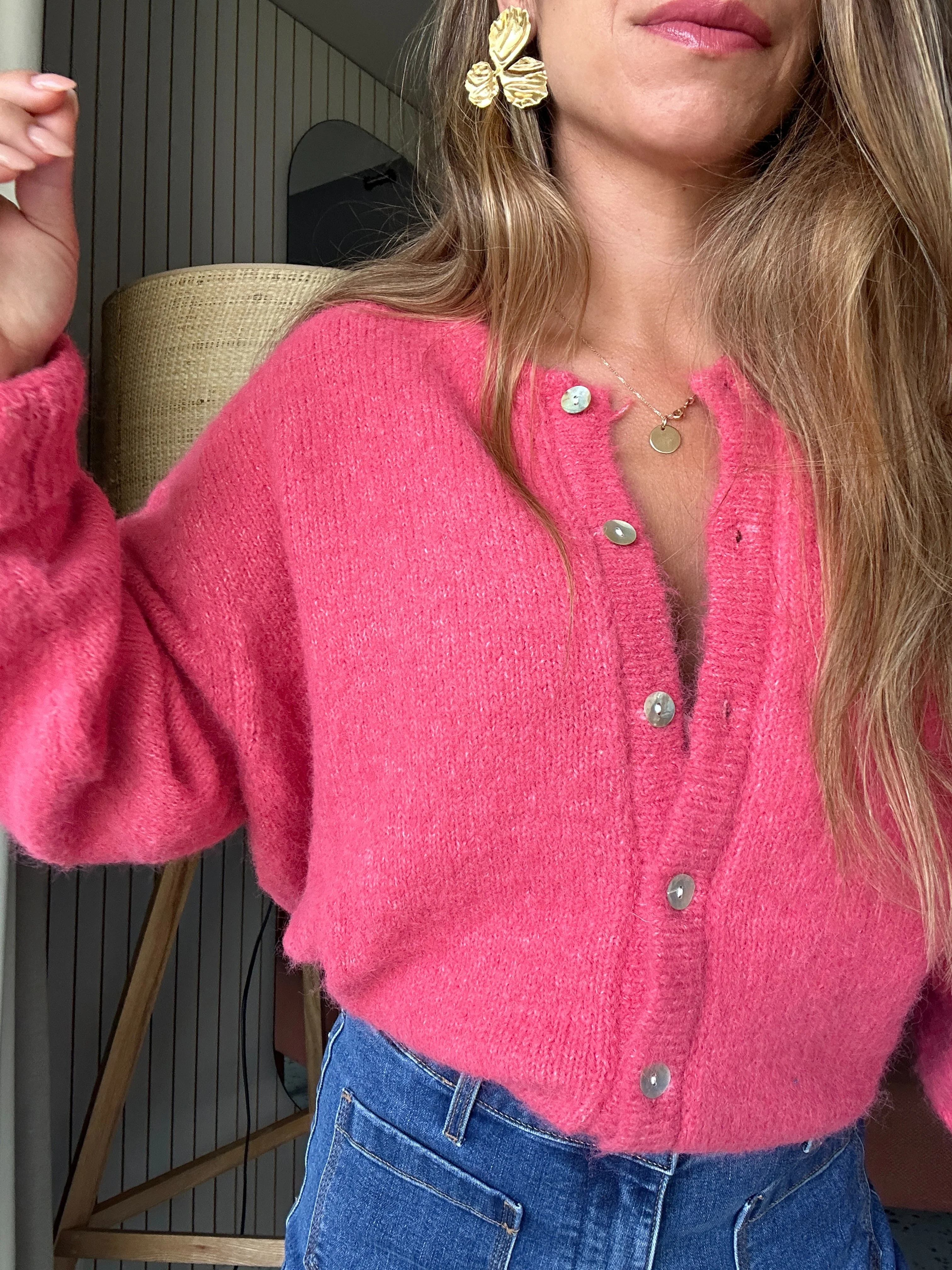 Cardigan Charlie Rose Framboise - Image 2