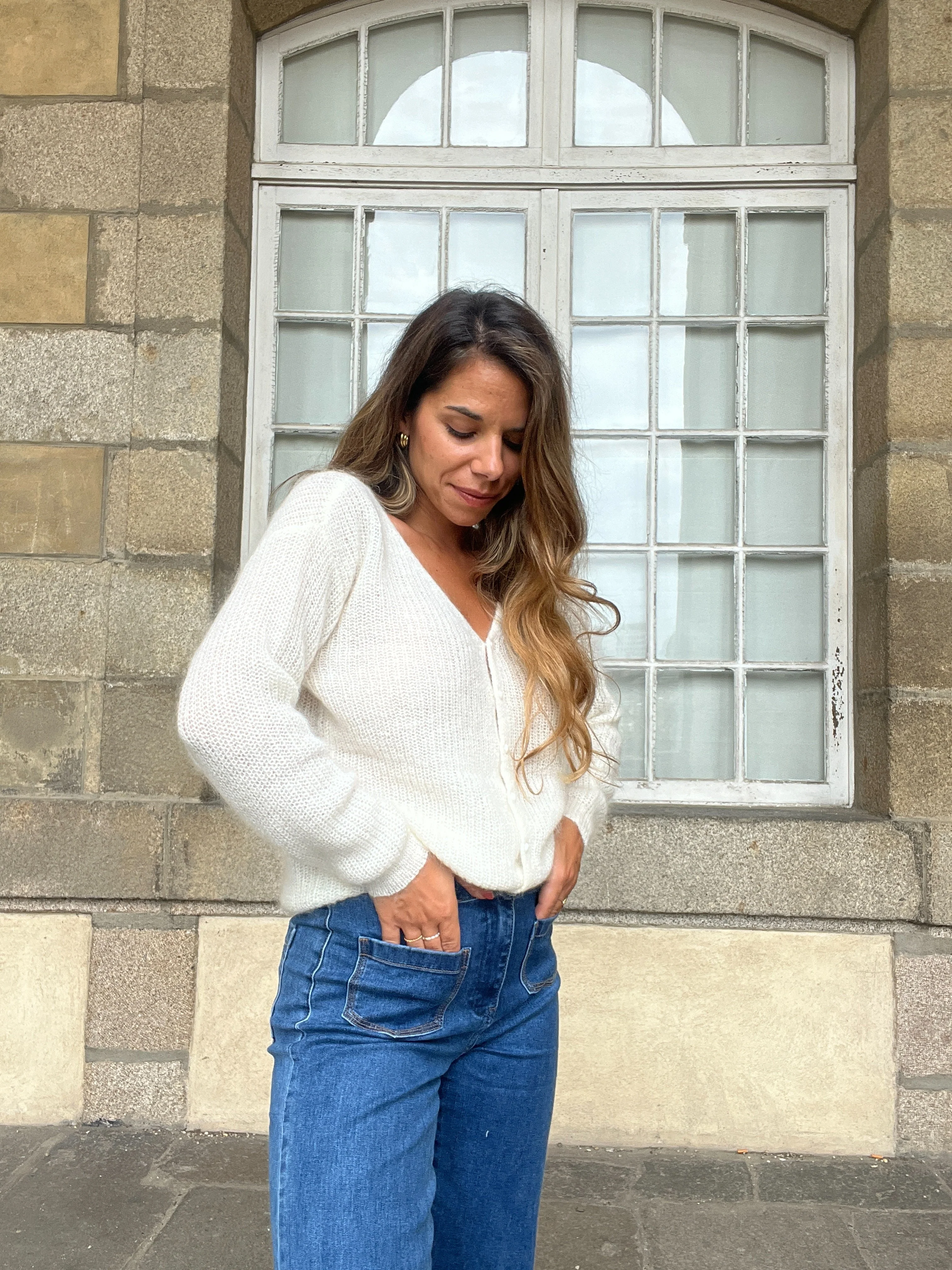 Cardigan En Laine Blanc Alice - Image 2