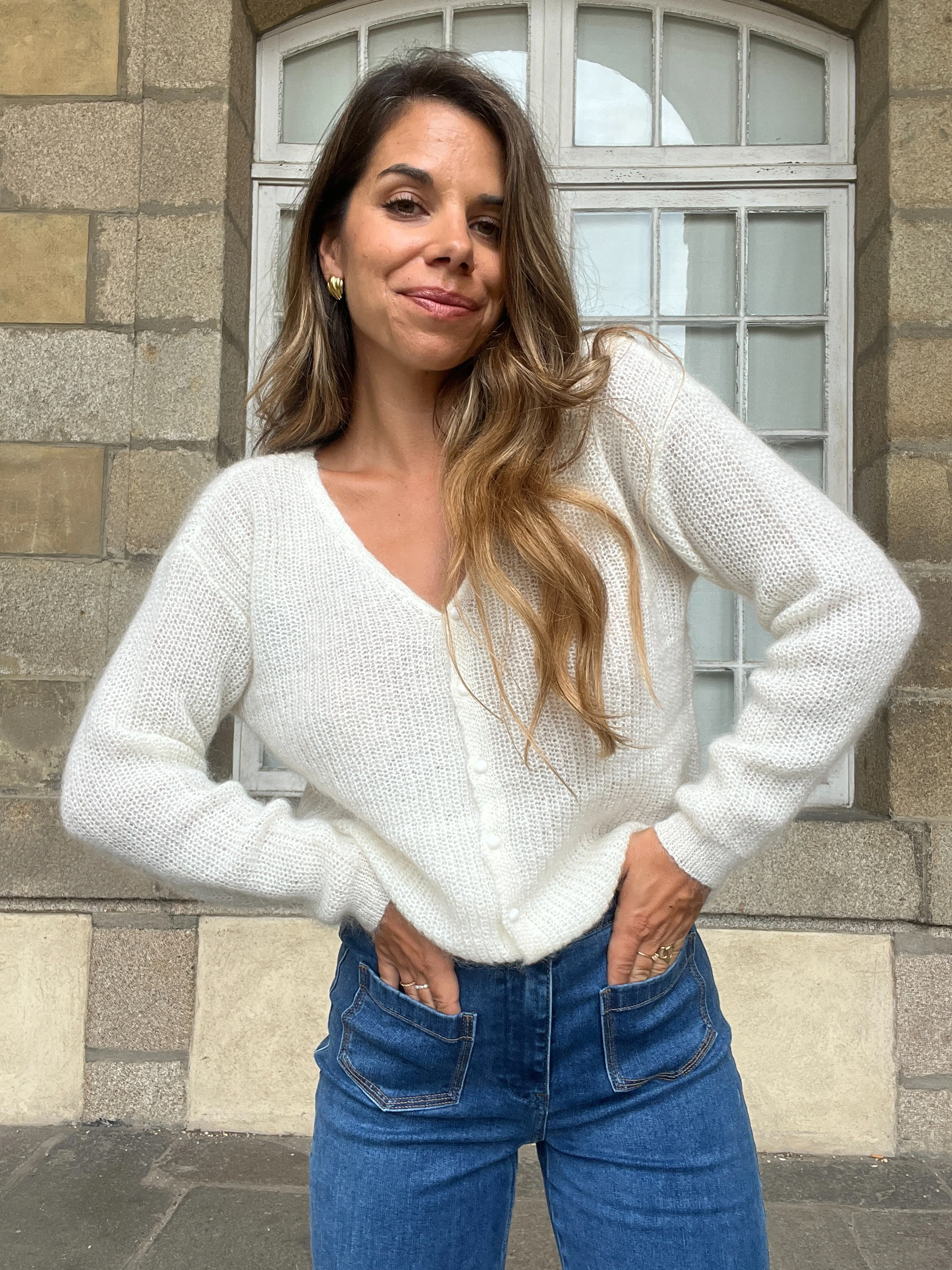 Cardigan En Laine Blanc Alice - Image 4