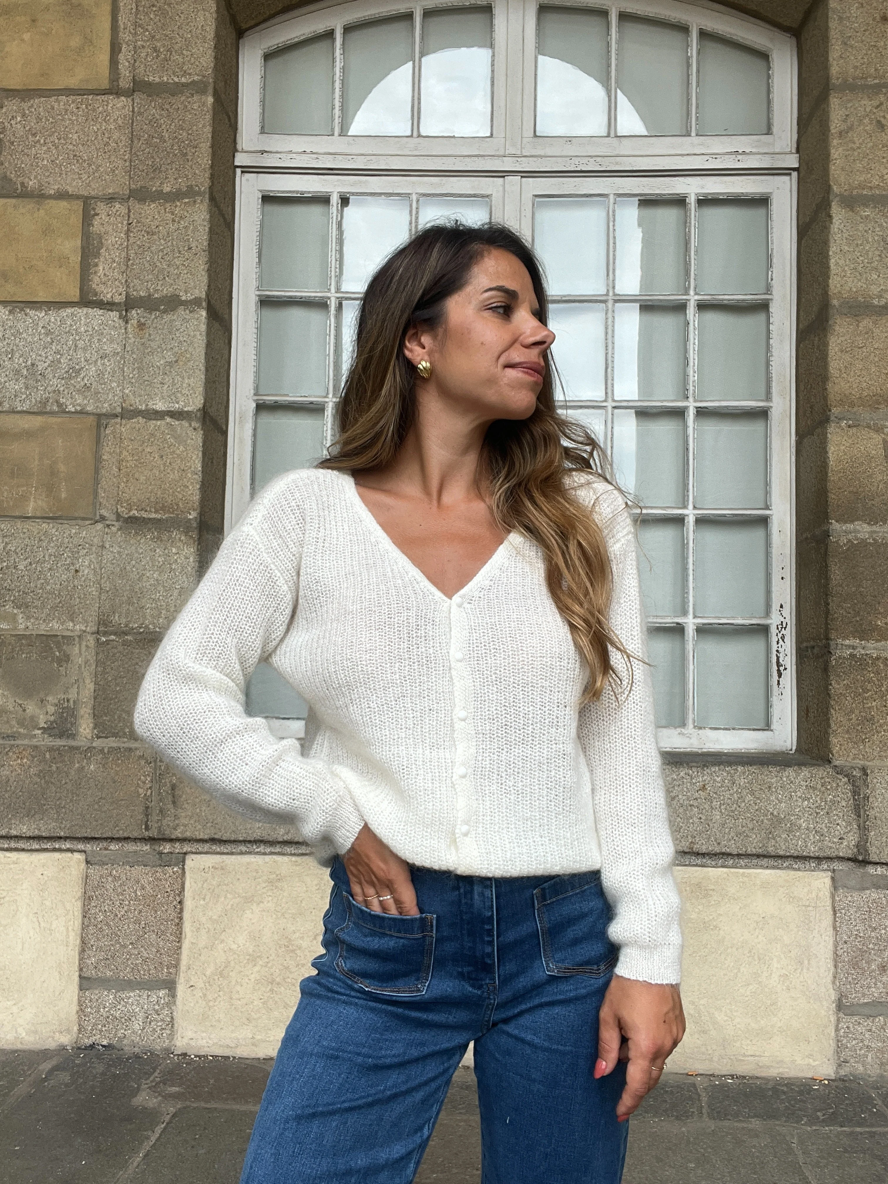 Cardigan En Laine Blanc Alice - Image 6