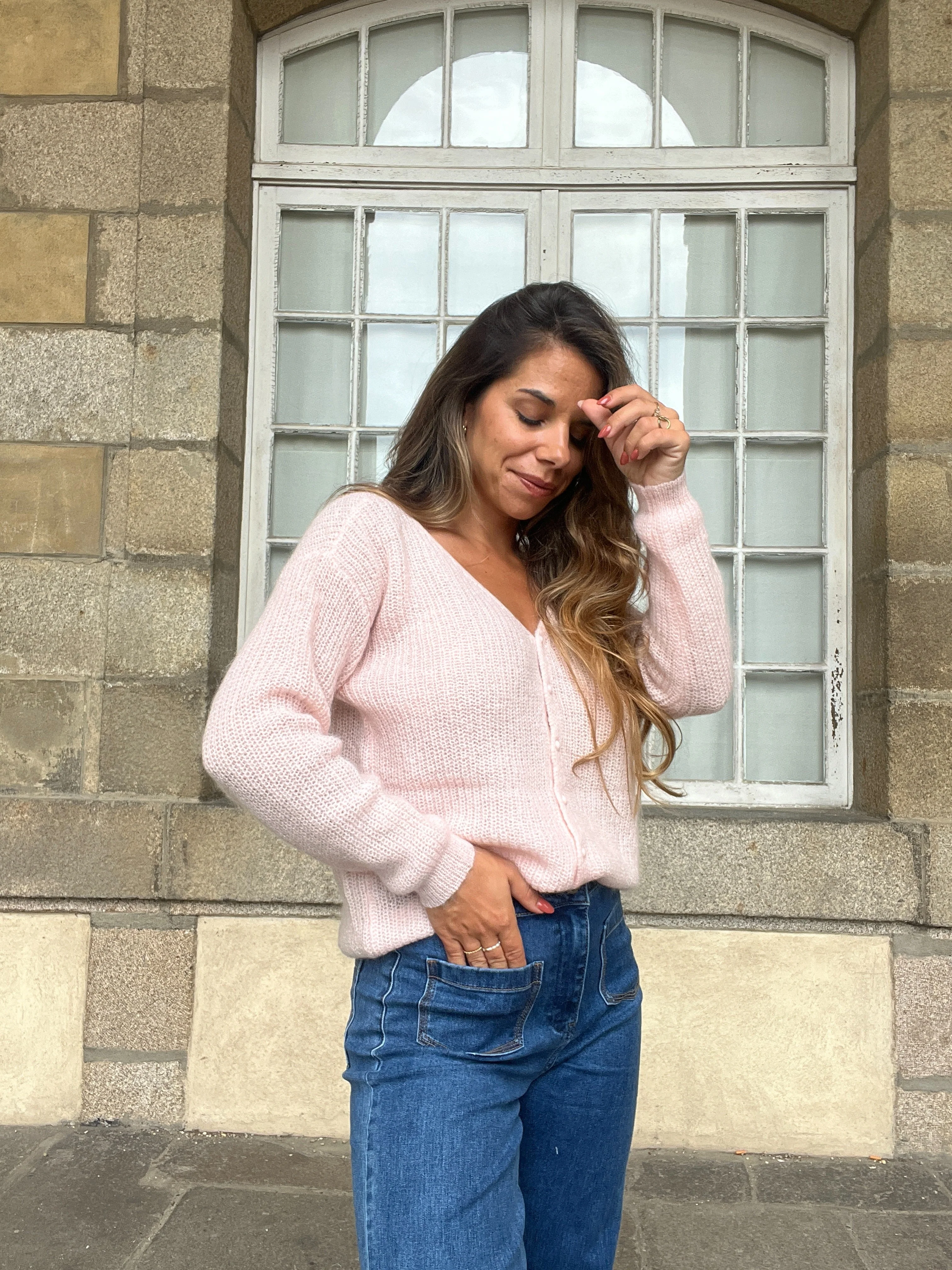 Cardigan En Laine Rose Alice - Image 3